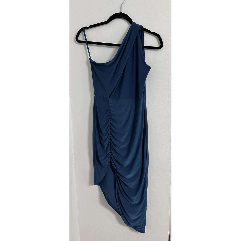 Windsor Y2K Asymmetrical Ruched Blue Bodycon Dress Womens‎ S